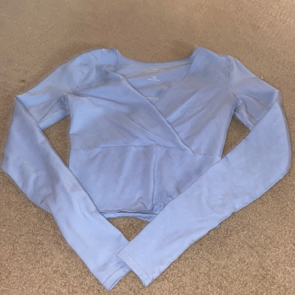 Baby Blue Hollister Crop Top Long sleeve XS